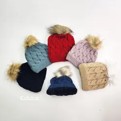کلاه بافت پوم دار بچگانه - عمده (KLT-3801)
