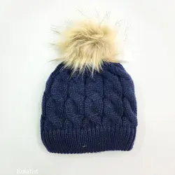 کلاه بافت پوم دار بچگانه - عمده (KLT-3801)