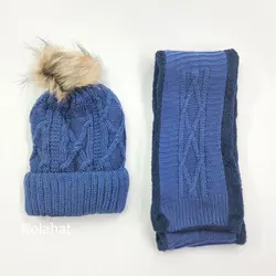 کلاه و شال بافت پسرانه داخل خز - عمده (KLT-3723)