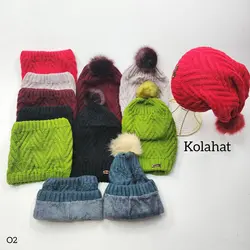 کلاه و رینگ بافت شیطونی داخل خز - عمده (KLT-3721)