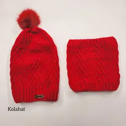 کلاه و رینگ بافت شیطونی داخل خز - عمده (KLT-3721)