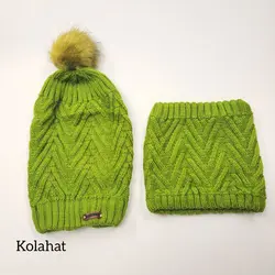 کلاه و رینگ بافت شیطونی داخل خز - عمده (KLT-3721)