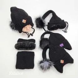 کلاه شیپوری دخترانه و شال رینگی - عمده (KLT-3768)