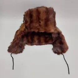 کلاه روسی پوست خرگوش راه راه قهوه‌ای (KLT-T176) &ndash; کلاهت