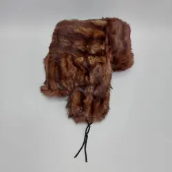 کلاه روسی پوست خرگوش راه راه قهوه‌ای (KLT-T176) &ndash; کلاهت