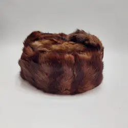 کلاه روسی پوست خرگوش راه راه قهوه‌ای (KLT-T176) &ndash; کلاهت