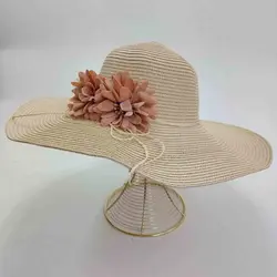 کلاه ساحلی زنانه کنفی گل صورتی (KLT-T268) &ndash; کلاهت