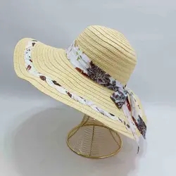 کلاه ساحلی زنانه روبان طرح دار عمده (KLT-O260) &ndash; کلاهت