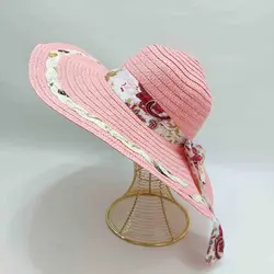 کلاه ساحلی زنانه روبان طرح دار عمده (KLT-O260) &ndash; کلاهت