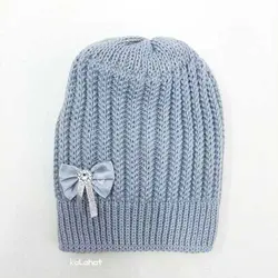 کلاه بافت دخترانه پاپیون دار - عمده (KLT-1715)