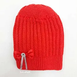 کلاه بافت دخترانه پاپیون دار - عمده (KLT-1715)