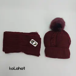 کلاه و شال گردن بچگانه پوم دار (KLT-T1858) &ndash; کلاهت