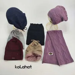 کلاه و شال گردن بافت زنانه مدل اسکارفی (KLT-T2044) – کلاهت