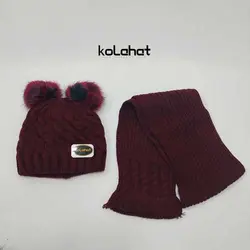 کلاه و شال بافت دو پوم - عمده (KLT-2185) &ndash; کلاهت