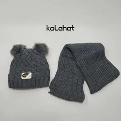 کلاه و شال بافت دو پوم - عمده (KLT-2185) &ndash; کلاهت