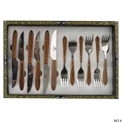 سرویس کارد و چنگال 12 پارچه صنایع دستی زنجان فلاحی کد IR-004