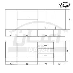 کابینت آشپزخانه مدل FH C12 مجموعه 8 عددی - اعیان