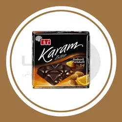 شکلات تلخ ۵۴ درصد با پرتقال و بادام اتی کارام Eti Karam Bitter Bademli Portakalli