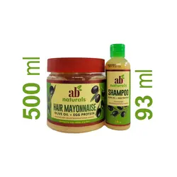 شامپو روغن زیتون و پروتئین تخم مرغ، ۹۳ میل + ماسک مو مایونز با روغن زیتون و پروتئین تخم مرغ، ۵۰۰ میل AB Naturals Shampoo Olive Oil & Egg Protein, 93ml + Hair Mayonnaise Olive Oil & Egg Protein, 500ml