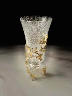 گلدان آلومینیوم و شیشه در دو رنگ طلایی و نقره ای کد 7003