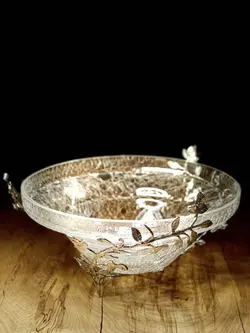 میوه خوری آلومینیوم و شیشه در دو رنگ طلایی و نقره ای کد 7001