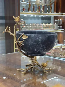 آجیل خوری سنگ و پرنده برنجی در سه رنگ