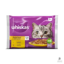 پوچ گربه ویسکاس با طعم مرغ و بوقلمون در ژل بسته 4 عددی