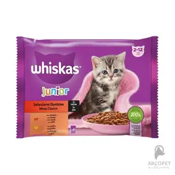 پوچ بچه گربه ویسکاس با طعم مرغ و بوقلمون در ژل بسته 4 عددی
