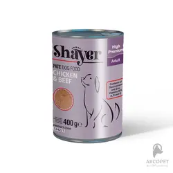 کنسرو سگ شایر مدل پته با طعم مرغ و گوشت گوساله 400 گرمی