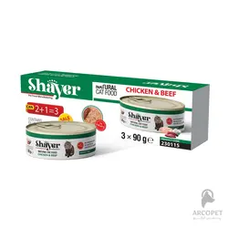 کنسرو گربه شایر مدل نچرال پک 3 تایی با طعم مرغ و گوشت گاو 270 گرمی