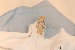 پتوی نوزاد - طرح نارینه خزدار رنگ آبی NOHA