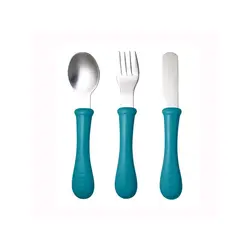 ست 3 عددی قاشق و چنگال و کارد ب آ با آبی Beaba 3-piece stainless steel cutlery set