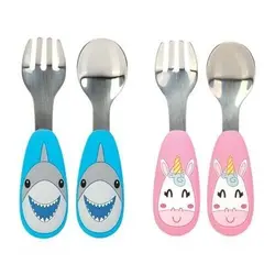 قاشق چنگال استیل ضد زنگ نوبی Nuby Stainless Steel Training Cutlery