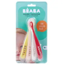 ست 4 عددی قاشق ارگونومیک کودک رده سنی1 Beaba First Stage Silicone Spoon Set