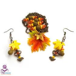 نیم ست پاییزی دلبر رومانتویی و گوشواره - آرت زویا -فروش