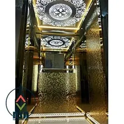 کابین آسانسور تایل طلایی | طرح های جدید کابین آسانسور