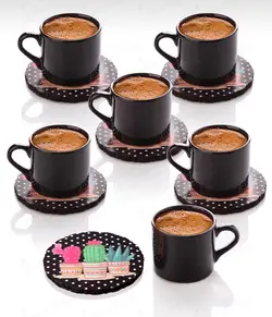 ست قهوه خوری آشپزخانه ملکه با بشقاب کاکتوس