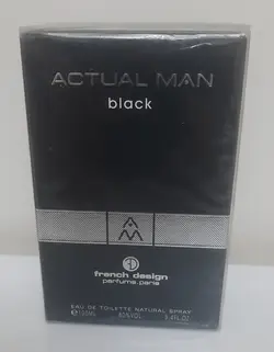 ACTUAL MAN BLACK french design eau de toilette 100 ml for men اکچوآل من بلک فرنچ دیزاین ادوتویلت مردانه ۱۰۰ میل