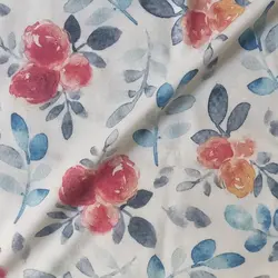 پارچه تریکو یکرو کشی گلدار برگ آبی کد 4021027 | بافت مارت