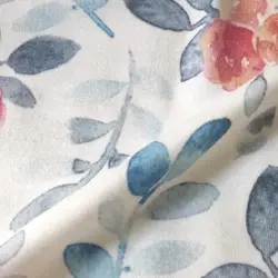 پارچه تریکو یکرو کشی گلدار برگ آبی کد 4021027 | بافت مارت