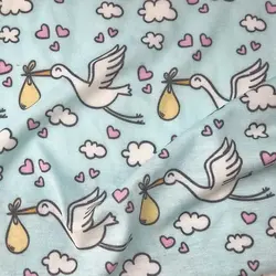 مشاهده و خرید پارچه تریکو دورو طرح لک لک و نوزادکد 4021039 | بافت مارت