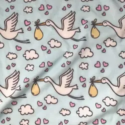 مشاهده و خرید پارچه تریکو دورو طرح لک لک و نوزادکد 4021039 | بافت مارت