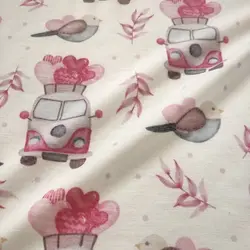 پارچه تریکو یکرو و دورو طرح ون و قلب کد 4021054