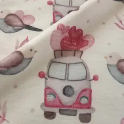 پارچه تریکو یکرو و دورو طرح ون و قلب کد 4021054