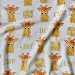 پارچه تریکو کشی طرح زرافه پارچه تریکو بچگانه | بافت مارت