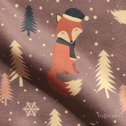 دورس سه نخ طرح روباه زمینه بنفش | بافت مارت