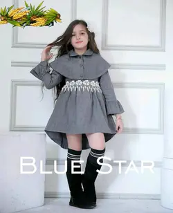 ست دو تکه پیراهن و شنل دخترانه