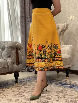 دامن_ طرح حاشیه گل زرد