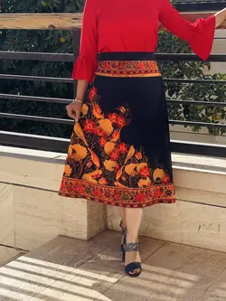 دامن طرح گل و مرغ