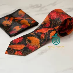 ست کراوات پوشت طرح گل و مرغ